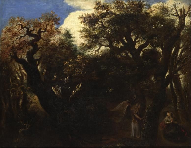 AGAR ET L'ANGE ; DIT AUSSI PAYSAGE BOISE AVEC AGAR ET L'ANGE ; DIT AUTREFOIS ANNONCIATION