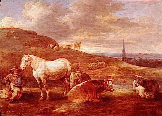 PAYSAGE AU FLUTISTE ET AU CHEVAL BLANC