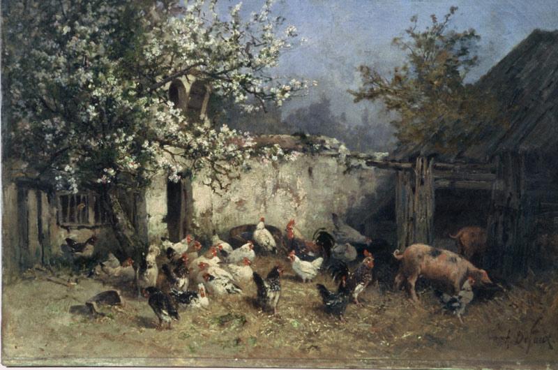 UN VERGER ET UNE BASSE-COUR DE POULES