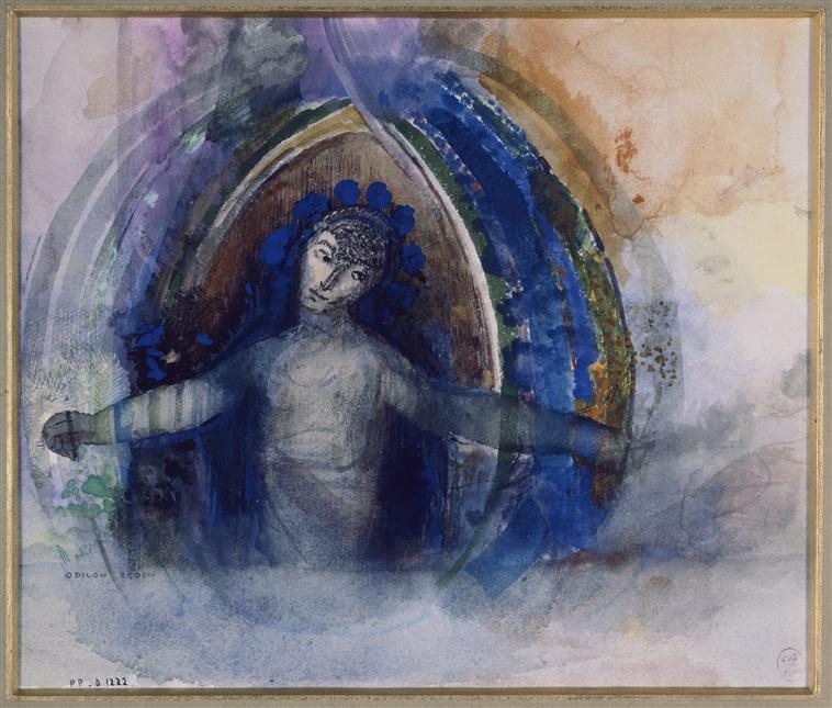 Buste de femme étendant les bras