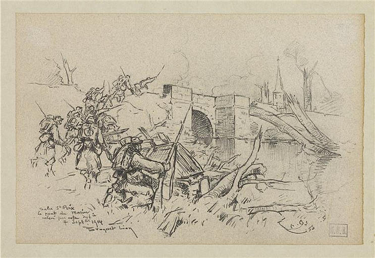 Saint-Prix, le pont du Morin enlevé 1914