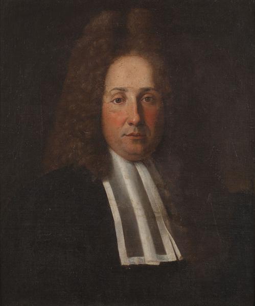 PORTRAIT D'HOMME EN ROBE NOIRE ET RABAT BLANC