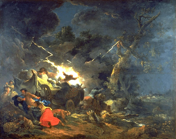 VOYAGEURS SURPRIS PAR UN ORAGE