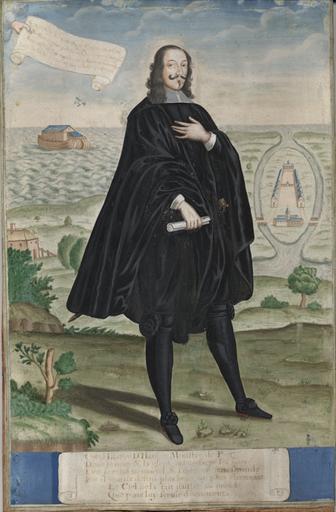 LE CARDINAL MAZARIN ET DON LUIS DE HARO REPRESENTES PRES DE L'ILE DES FAISANS. (TRAITE DES PYRENEES.1659)