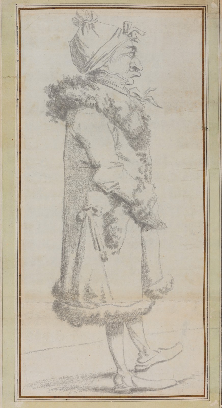 Caricature de gentilhomme au manteau de fourrure