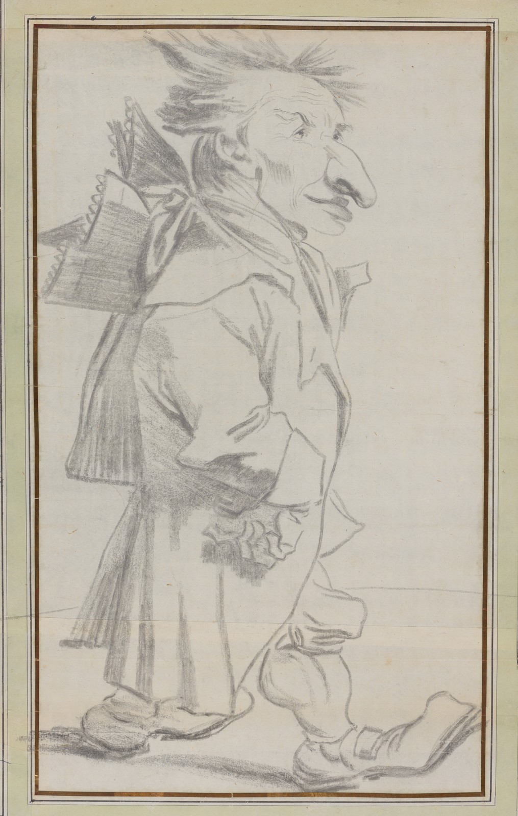 Caricature de nain ; Portrait charge d'homme au grand nez