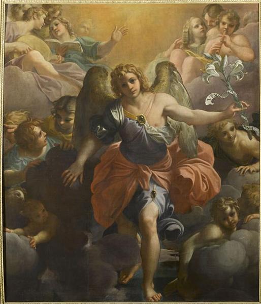 L'ANGE GABRIEL DANS UNE GLOIRE D'ANGES MUSICIENS ET DE CHERUBINS