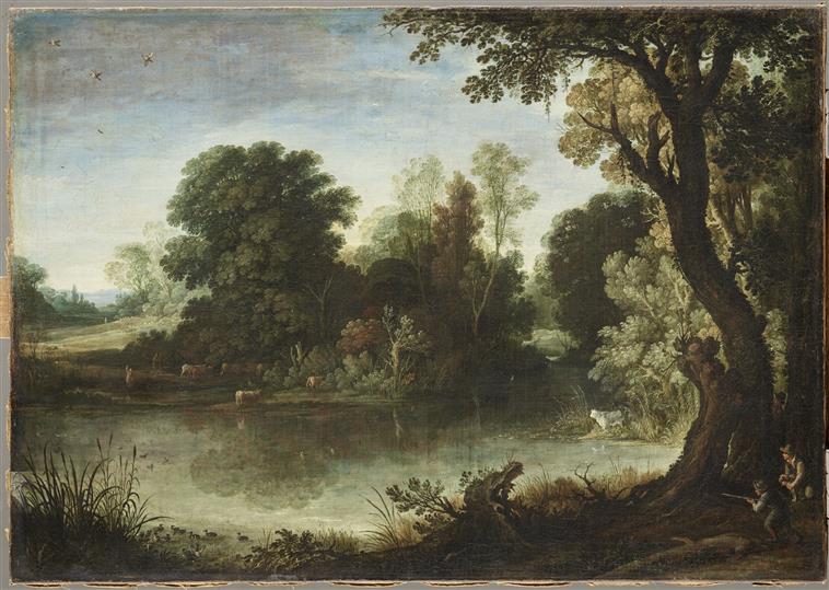 CHASSEURS PRES D'UN ETANG