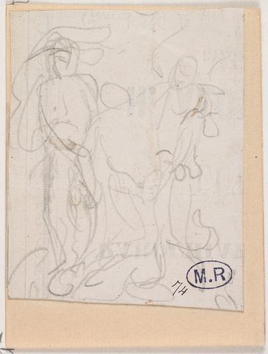 DEUX PERSONNAGES SOUTENANT UN HOMME QUI S'AFFAISSE D'APRES LA PEINTURE DE LA MISE AU TOMBEAU DE MICHEL-ANGE