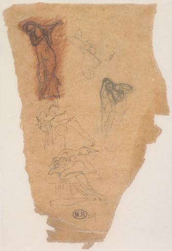 DIVERS CROQUIS DONT DEUX LEDA AU CYGNE ET UNE FEMME TENANT UN COQUILLAGE