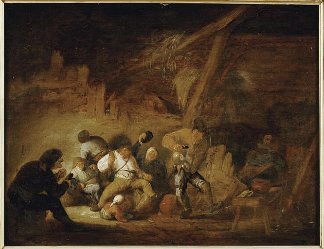 BUVEURS DANS UNE GRANGE