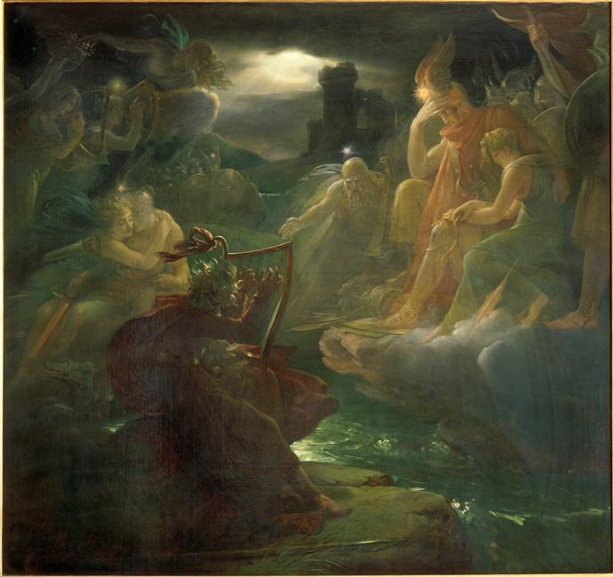 Ossian évoque les fantômes au son de la harpe sur les bords du Lora