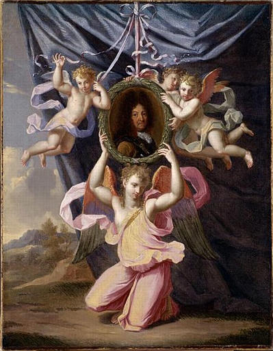 ANGES PRESENTANT LE MEDAILLON DE LOUIS XIV