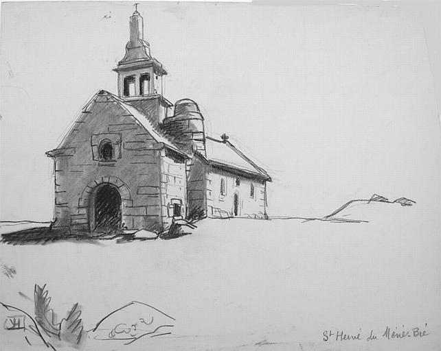 Chapelle de St Hervé : angle sud-ouest [titre attribué]