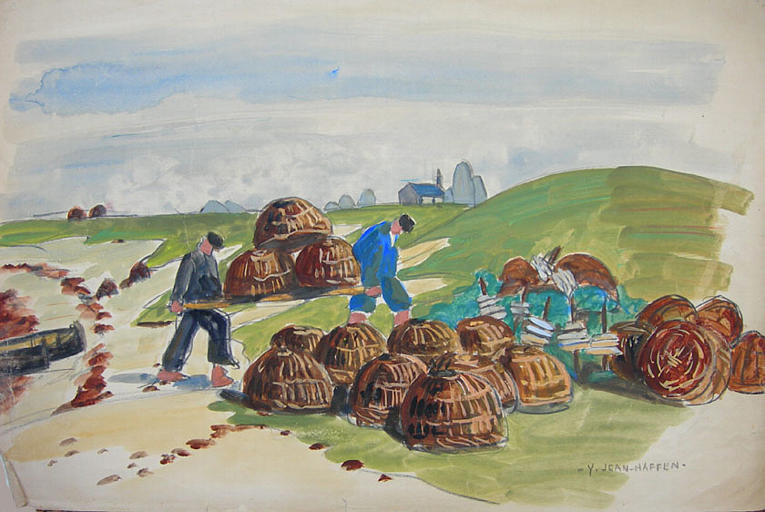 Casiers à homard sur brancard [titre attribué]