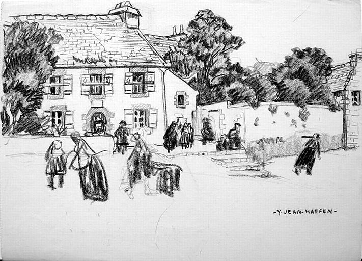 Ouessant : devant la maison [titre attribué]