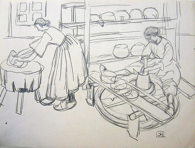 Atelier de poterie : St Jean de la Poterie (esquisse) [titre attribué]