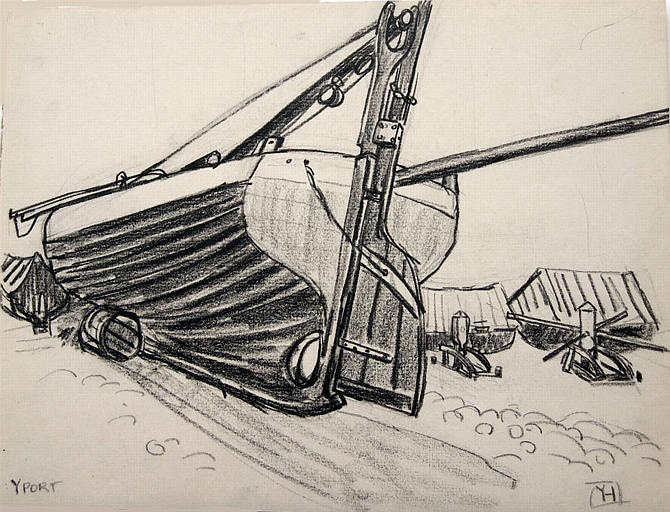 Yport : bateau en cale sèche AT 1928 entre ; 1938 et [titre attribué]