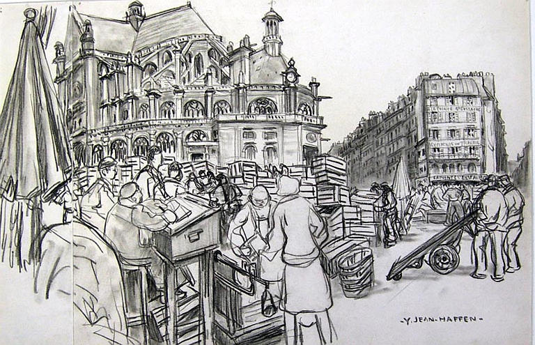 Le marché des Halles devant Saint Eustache [titre attribué]