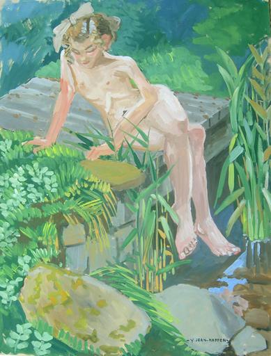 Fillette nue sur un pont de bois [titre attribué]