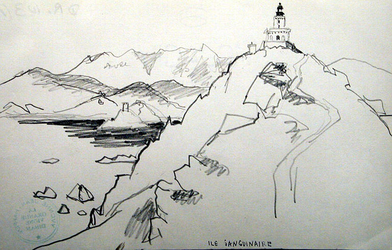 Iles sanguinaires : vue générale (croquis) [titre attribué]
