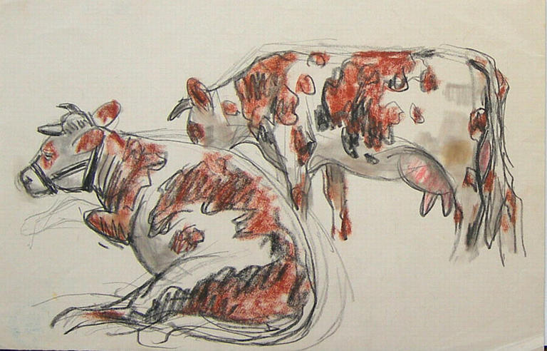 Les vaches tachées de brun (étude) [titre attribué]