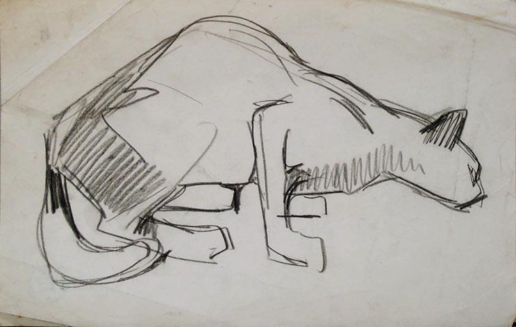 Etude de chat (croquis) [titre attribué]