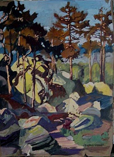 Roches et sapins : forêt de Fontainebleau [titre attribué]