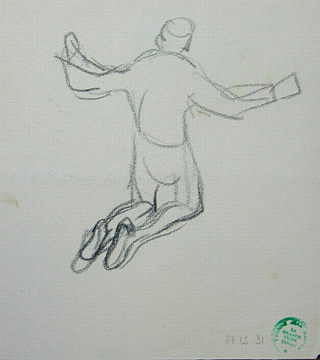 Hommes à genoux (croquis recto-verso) [titre attribué]