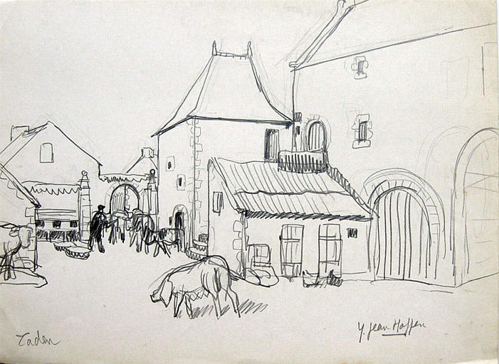 Taden, cour de ferme (esquisse) [titre attribué]