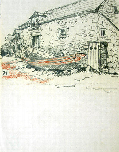 Barque devant la maison [titre attribué]