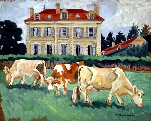 Les vaches devant le Château de Fontenille [titre attribué]