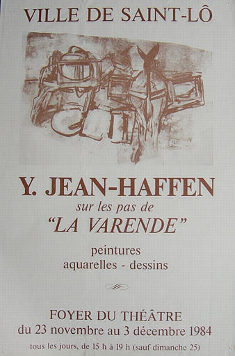 ST LO ; Foyer du Théatre ; Sur les pas de La Varende ; Du 23 novembre au 3 décembre 1984 (exposition Yvonne Jean-Haffen) [titre attribué]