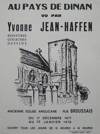 DINAN ; Eglise anglicane ; Au Pays de Dinan ; Du 17 décembre au 10 janvier 1978. (exposition Yvonne Jean-Haffen) [titre attribué]
