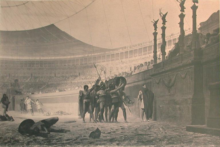 Reproduction du tableau de Gérôme, Ave Caesar, morituri te salutant