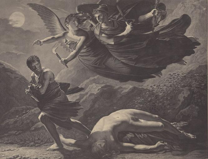 Reproduction de La Justice et La Vengeance divine poursuivant le Crime de Prud'hon (Musée du Louvre)