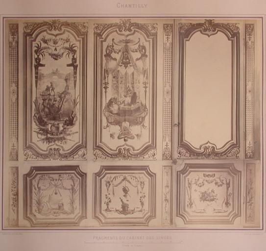 Fragments du cabinet des Singes (le traîneau, la toilette, la porte)