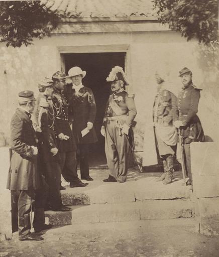 Group at Head Quarters, Lord Burgleish, aide de camp col. Vico, Lord Raglan, Pelissier, aide de camp, Spahi, Feb.y 29 th 1856