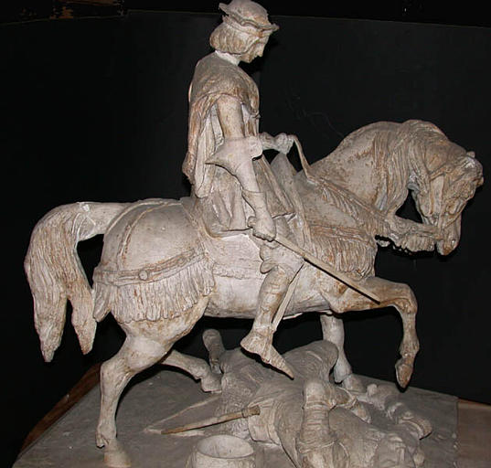 Jeanne d'Arc à cheval terrassant l'Anglais
