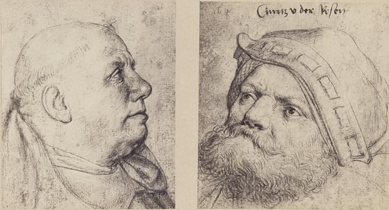 Reproduction de deux dessins de Hans Holbein, Lienhard Wagner et Kunz von der Rosen