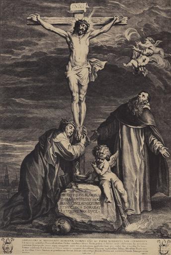 Reproduction d'une gravure de S. A. Bolswert dessinée par Quellin d'après une Crucifixion de Van Dyck