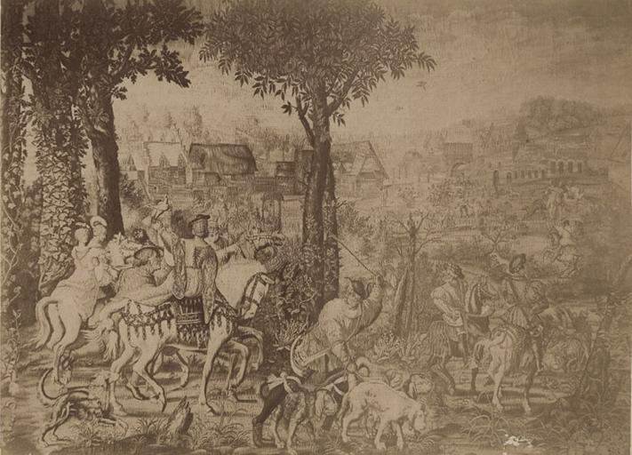 Reproduction d'une tapisserie de Guise : chasse au faucon (double)