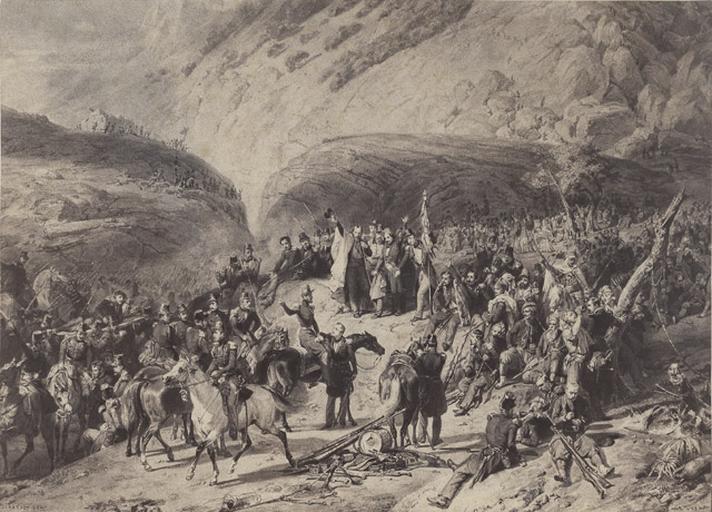 Reproduction de Horace Vernet d'après un dessin de Girardet : Col de Mouzaïa. 1840