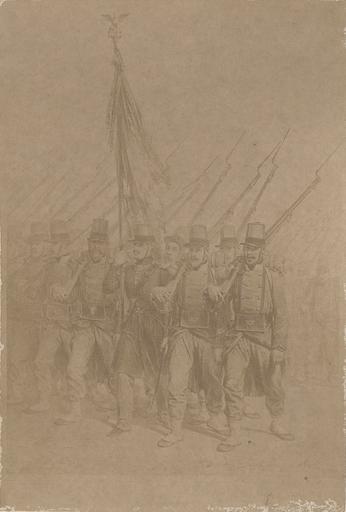 Reproduction d'après Raffet : le porte-drapeau. Algérie