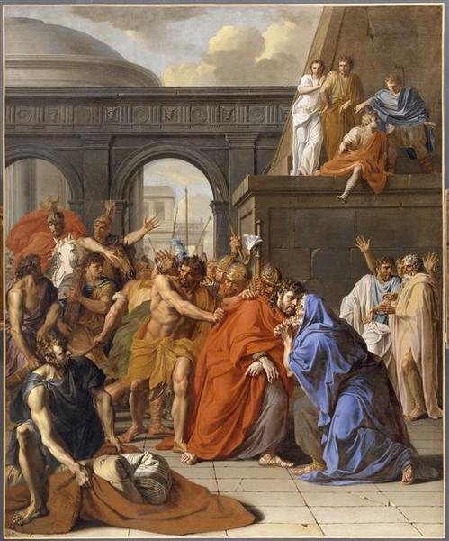 Saint Jacques le Majeur, conduit au supplice, guérit un paralytique et embrasse son accusateur