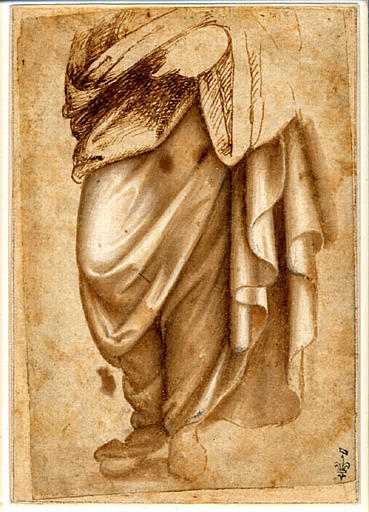 Etude pour figure drapée, vue de la taille aux pieds