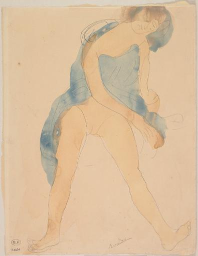 FEMME ASSISE, LE VETEMENT RELEVE JUSQU'A LA TAILLE