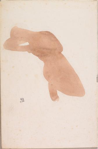 'FEMME AGENOUILLEE PENCHEE SUR LE COTE, LA TETE CONTRE UN BRAS.''ET TELLE EST L'INVULNERABLE BEAUTE DE SON CORPS'' (LE JARDIN DES SUPPLICES D'OCTAVE MIRBEAU, 1902)'