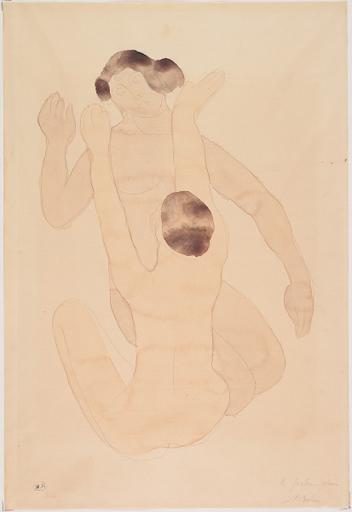 'LA FORTUNE PRIEE, FEMME NUE ASSISE ET DE DOS TENDANT LES BRAS VERS UNE FEMME AGENOUILLEE, ''UNE SPLENDIDE CREATURE QUE J'AVAIS AIMEE LA VEILLE'' (LE JARDIN DES SUPPLICES D'OCTAVE MIRBEAU, 1902)'