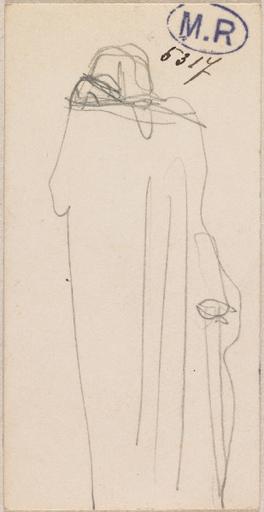 'PERSONNAGE DRAPE VU DE DOS ; ETUDE POUR UN BALZAC ? DEUX SILHOUETTES DRAPEES AU VERSO'